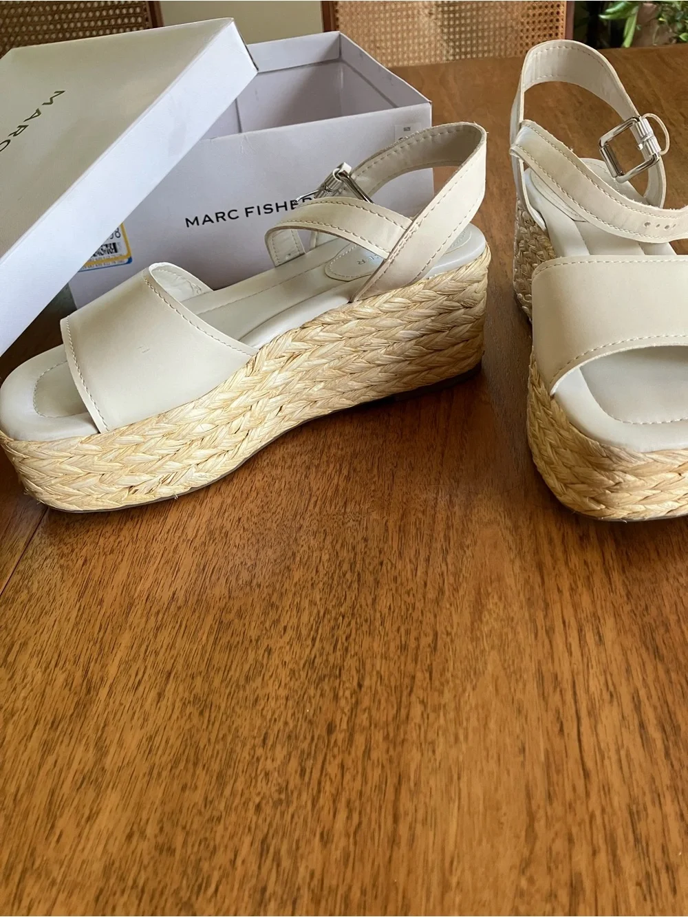 Marc Fisher | Ivory Woven Espadrille Platform Sandals | 9.5